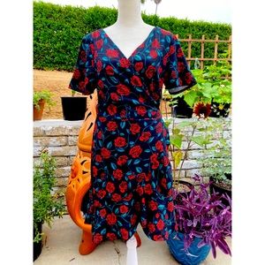 Horoscopez Red Rose Wrap Dress